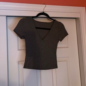 Gray Women's V-Neck Top